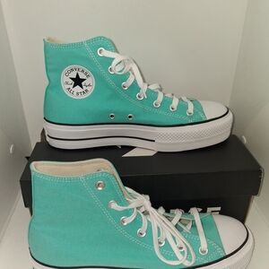 Converse High Top Sneakers in Teal with White Accents